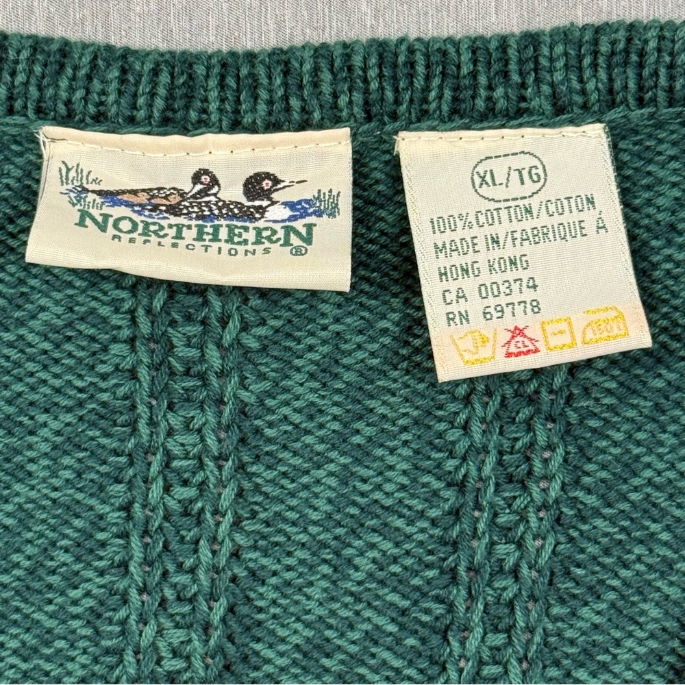 Vintage Northern Reflections Green Ribbed Sweater Vest XL - Picture 3 of 7